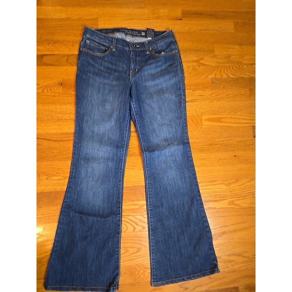 Faded Glory Womens Size 10 Blue Flare Leg‎ Dark Wash Stretch Denim Jeans